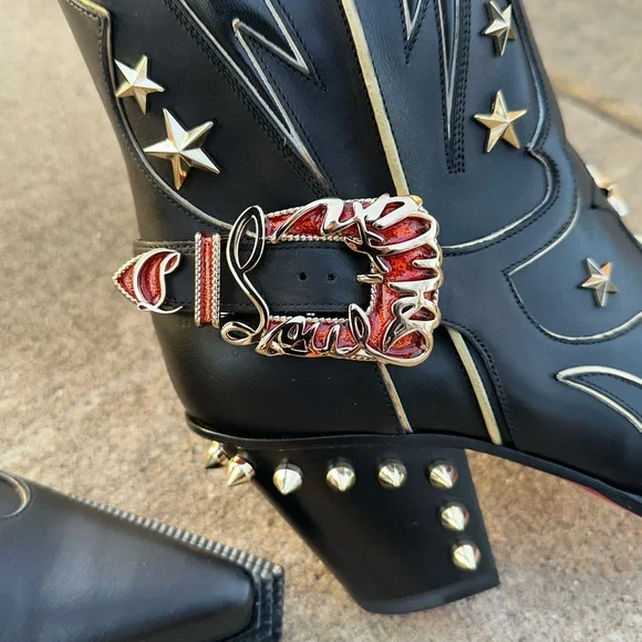Christian Louboutin Cowboy Western Boots 40 Horseshoe Embellished 9 10 - Picture 6 of 16